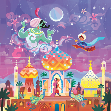 Aladdin og den vidunderlige lampen puslespill motiv med 64 brikker og magisk eventyr fra Tusen og én natt