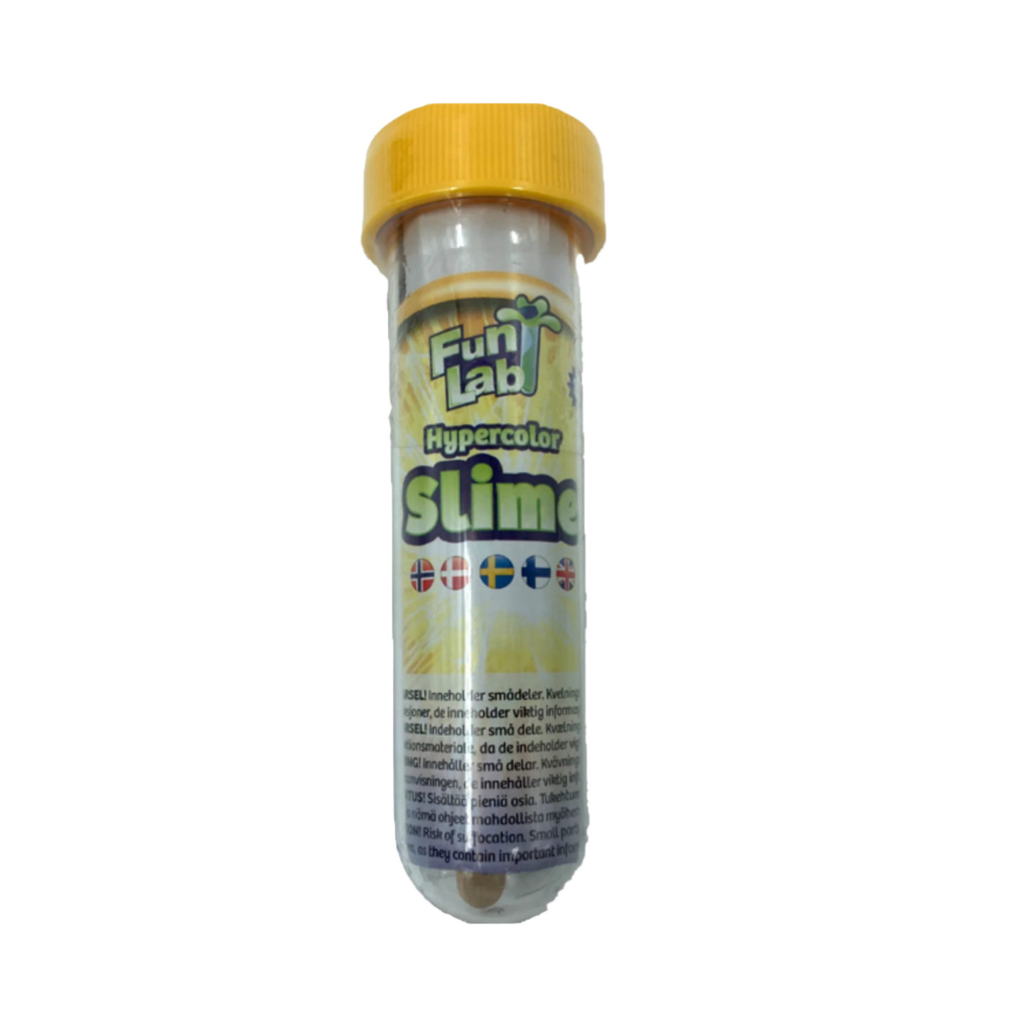 Funlab slim reagensrør med gul plastkork