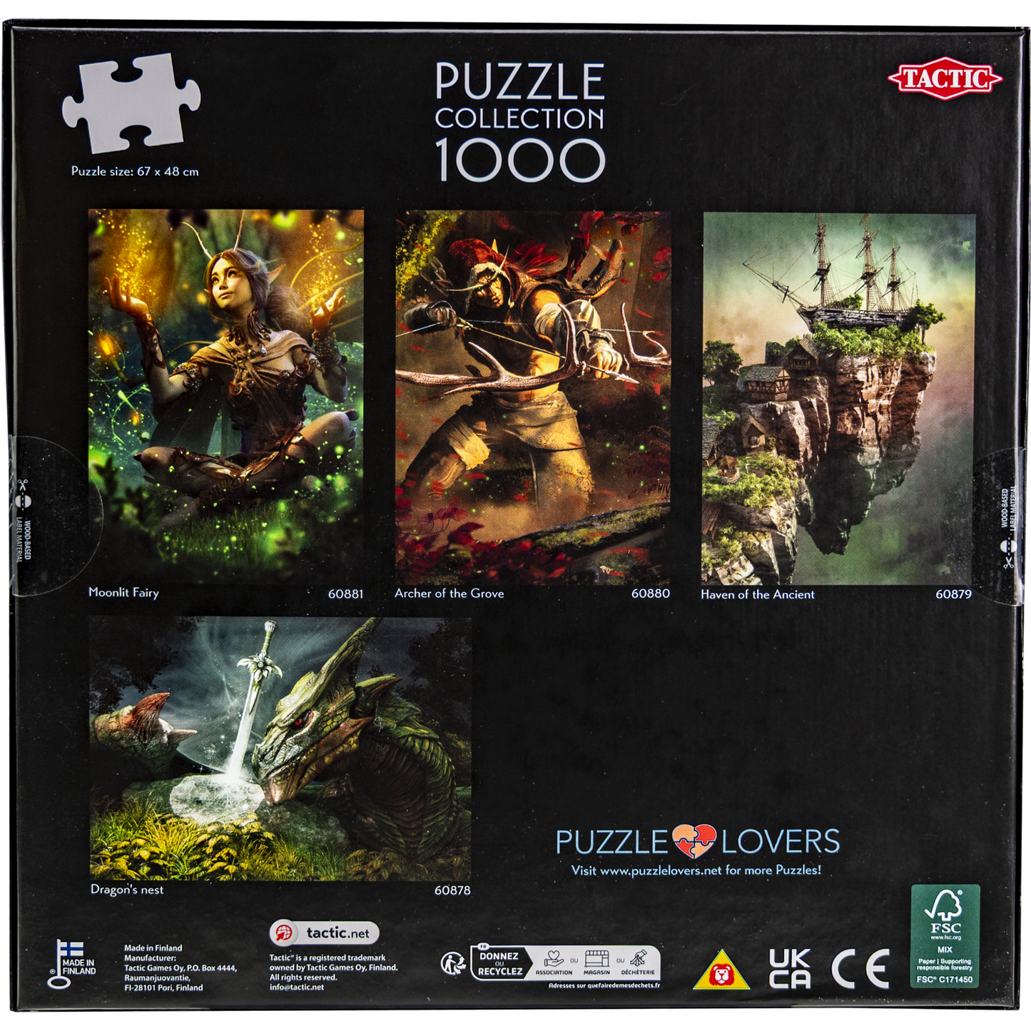 Bakside puslespilleske med fantasy-motiver