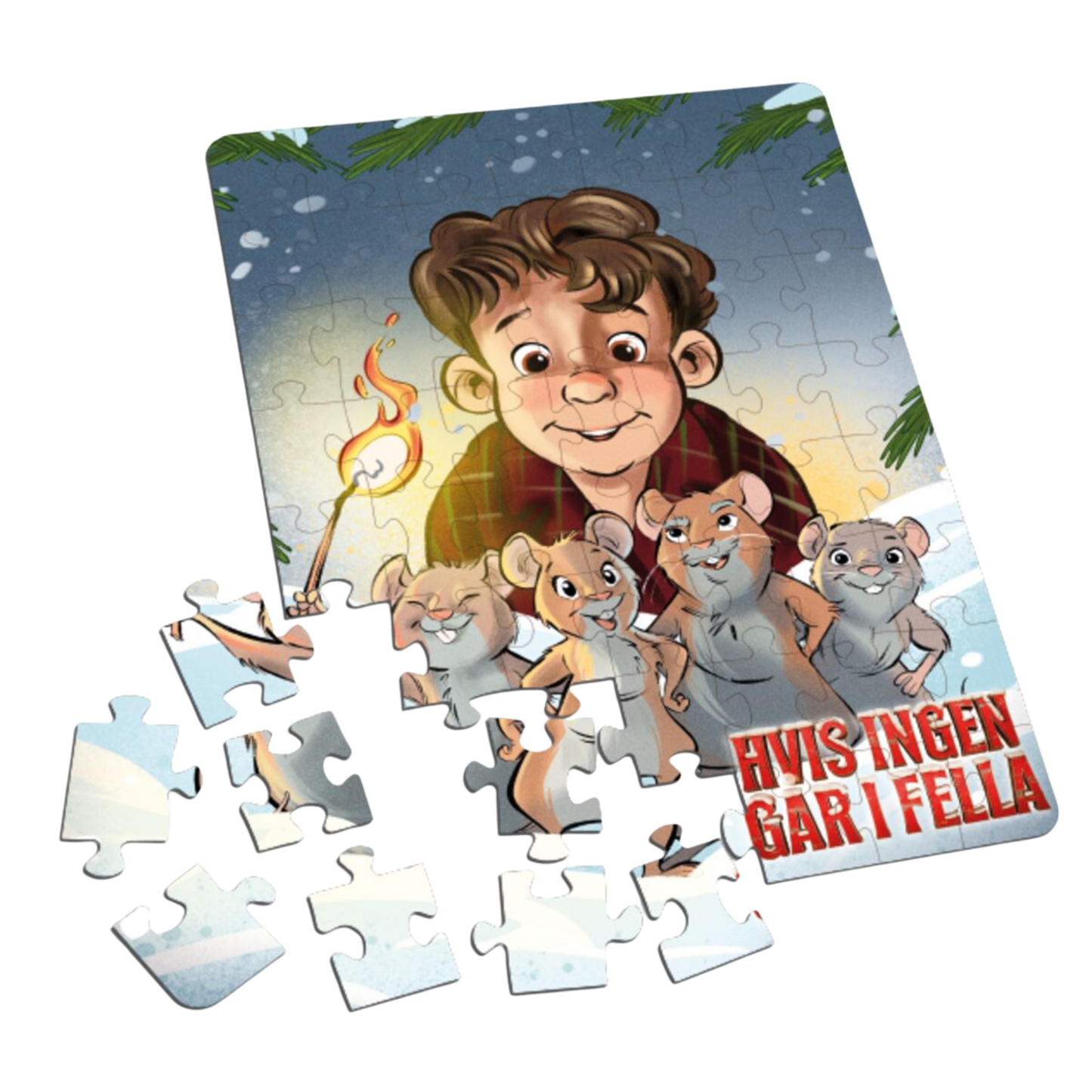 Hvis ingen går i fella 56 brikkers puslespill med motiv fra norsk julefilm
