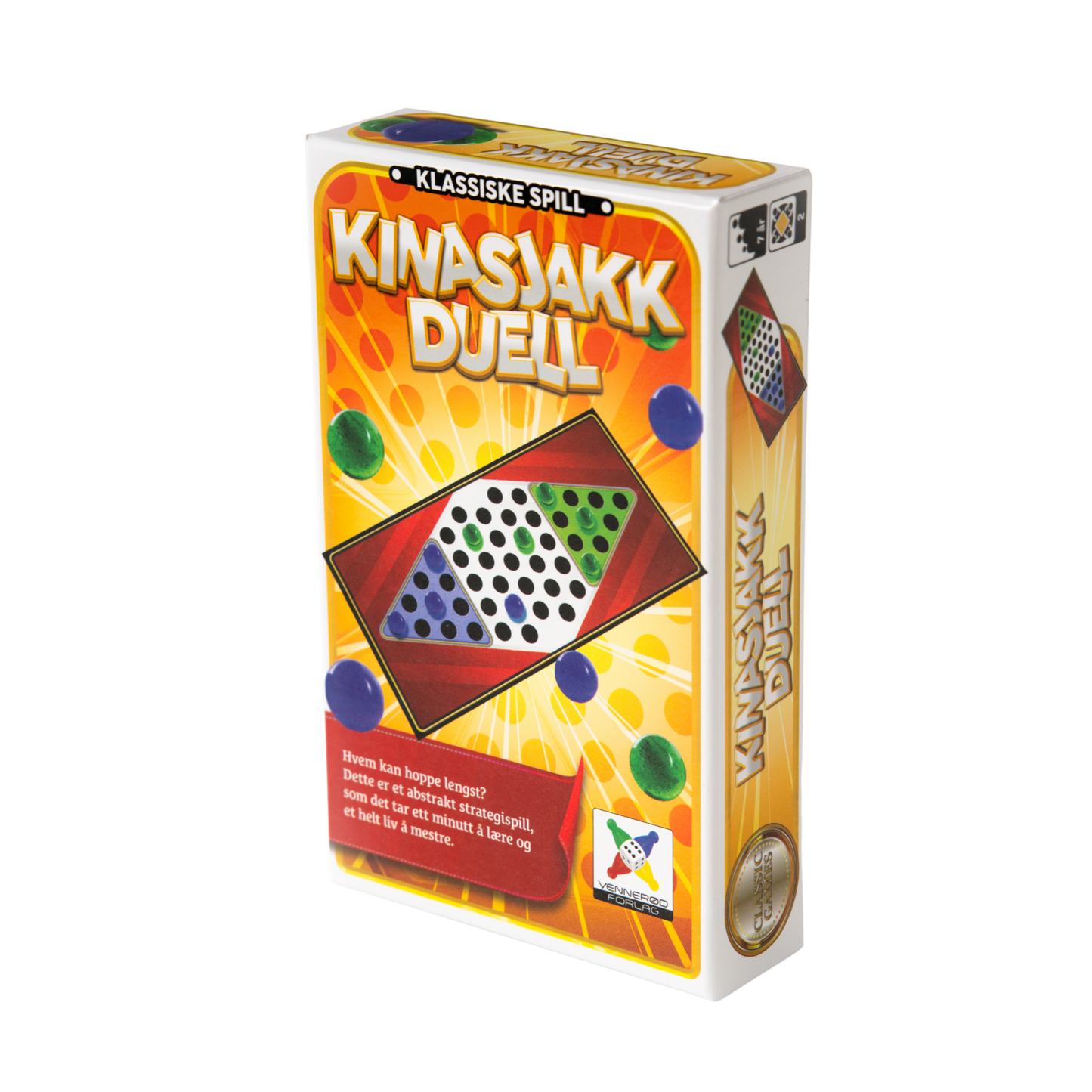 Kinasjakk duell reisespill eske oransje farge motiv av spillebrett og flygende kuler