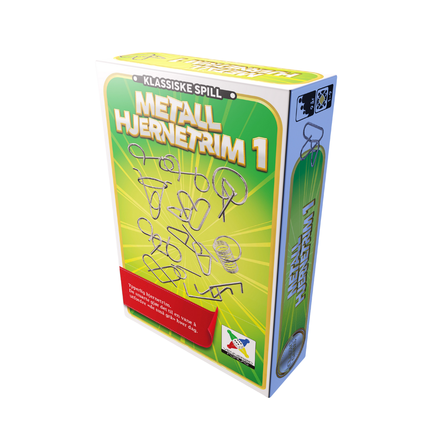 Hjernetrim Metall reisespill grønn eske med motiv av ulike metallobjekter