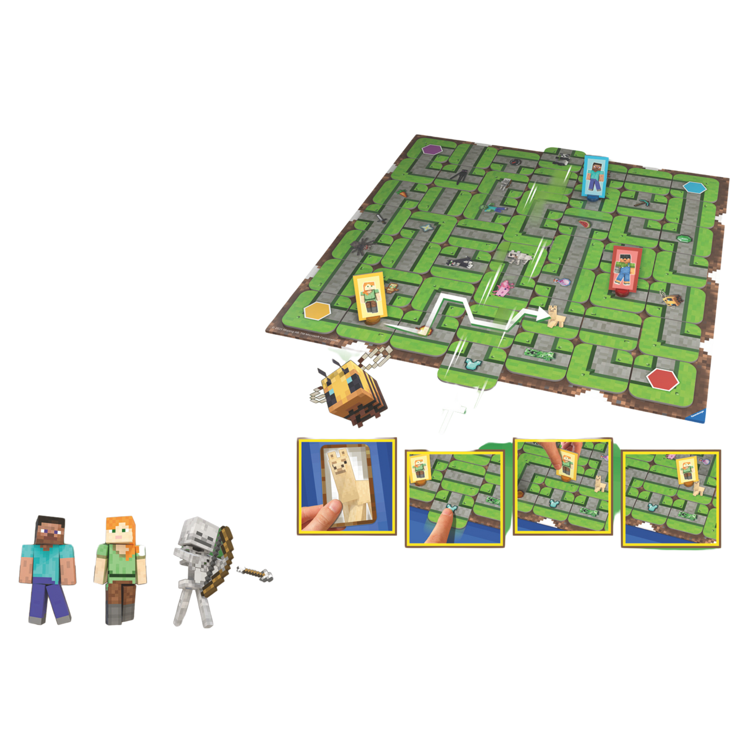 Minecraft Labyrinth spillkomponenter med bevegelig labyrint brett, kort og Minecraft spillfigurer