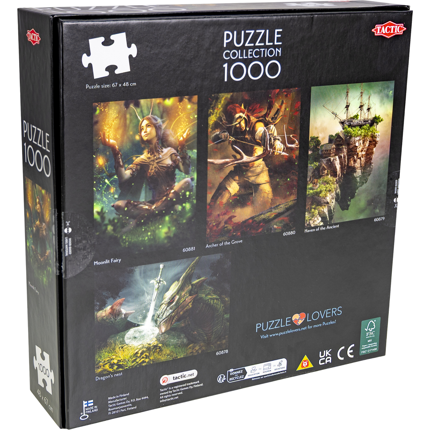 Tactic puslespill 1000 brikker - fantasy motiv av insektkvinne i magiske omgivelser. Bakside eske