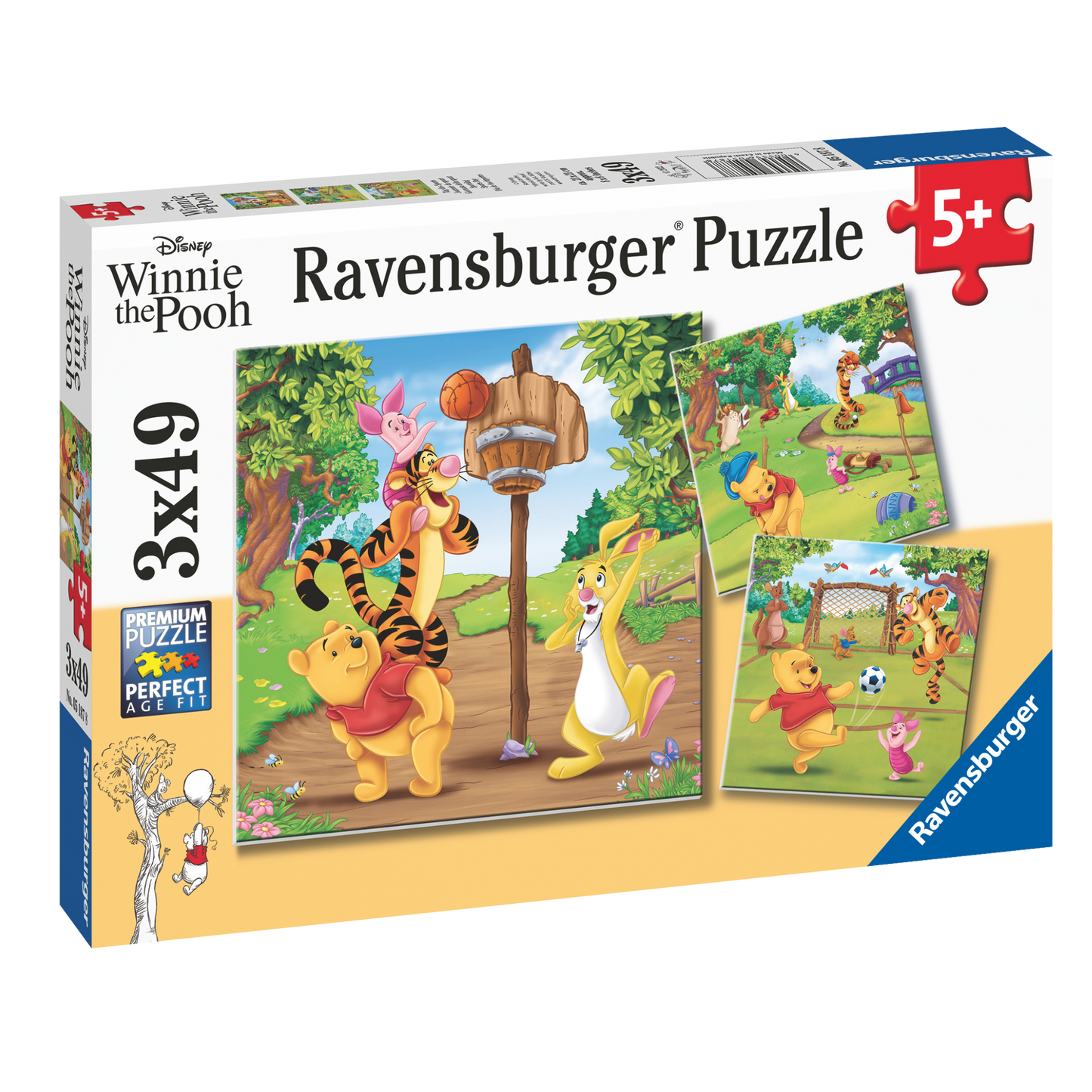Ole Brumm sportsdag puslespill eske - 3x49 brikkers puslespill med Disney-figurer for barn 5+ år