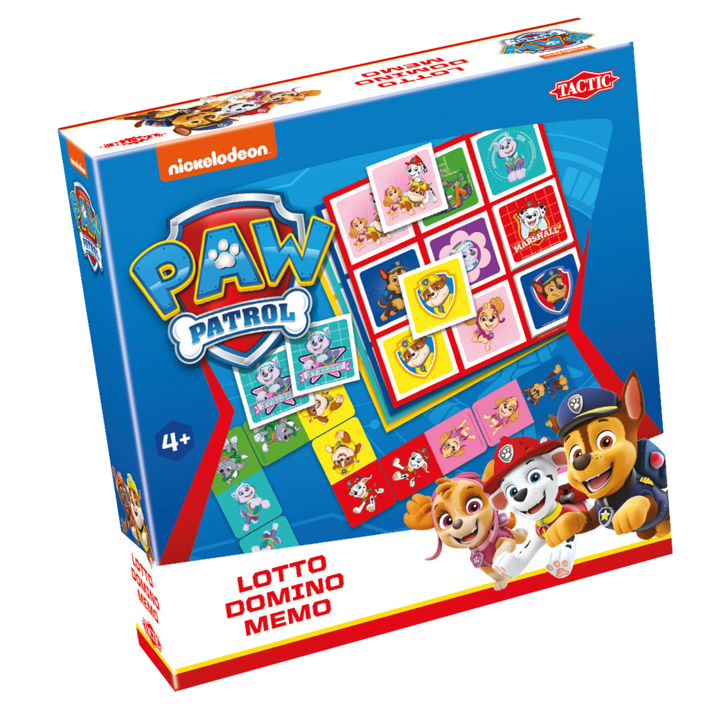 Paw Patrol 3-in-1 Tactic spilleske med lotto, domino og memo spill og Paw Patrol karakterer
