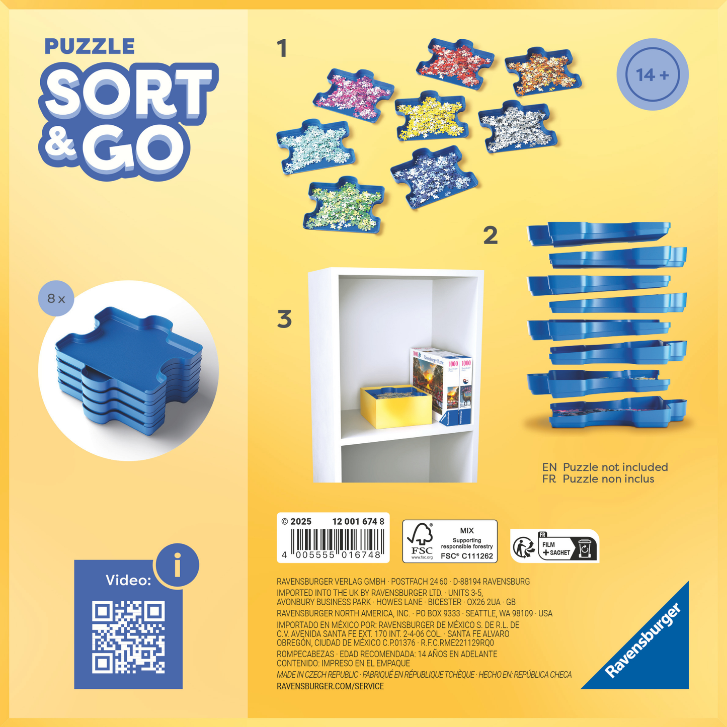 Puzzle Sort & Go sorteringsbokser for puslespill med praktisk stablingssystem fra Ravensburger