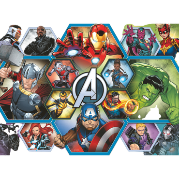 Marvel Avengers superhelt collage med Iron Man, Captain America, Thor, Hulk og andre helter