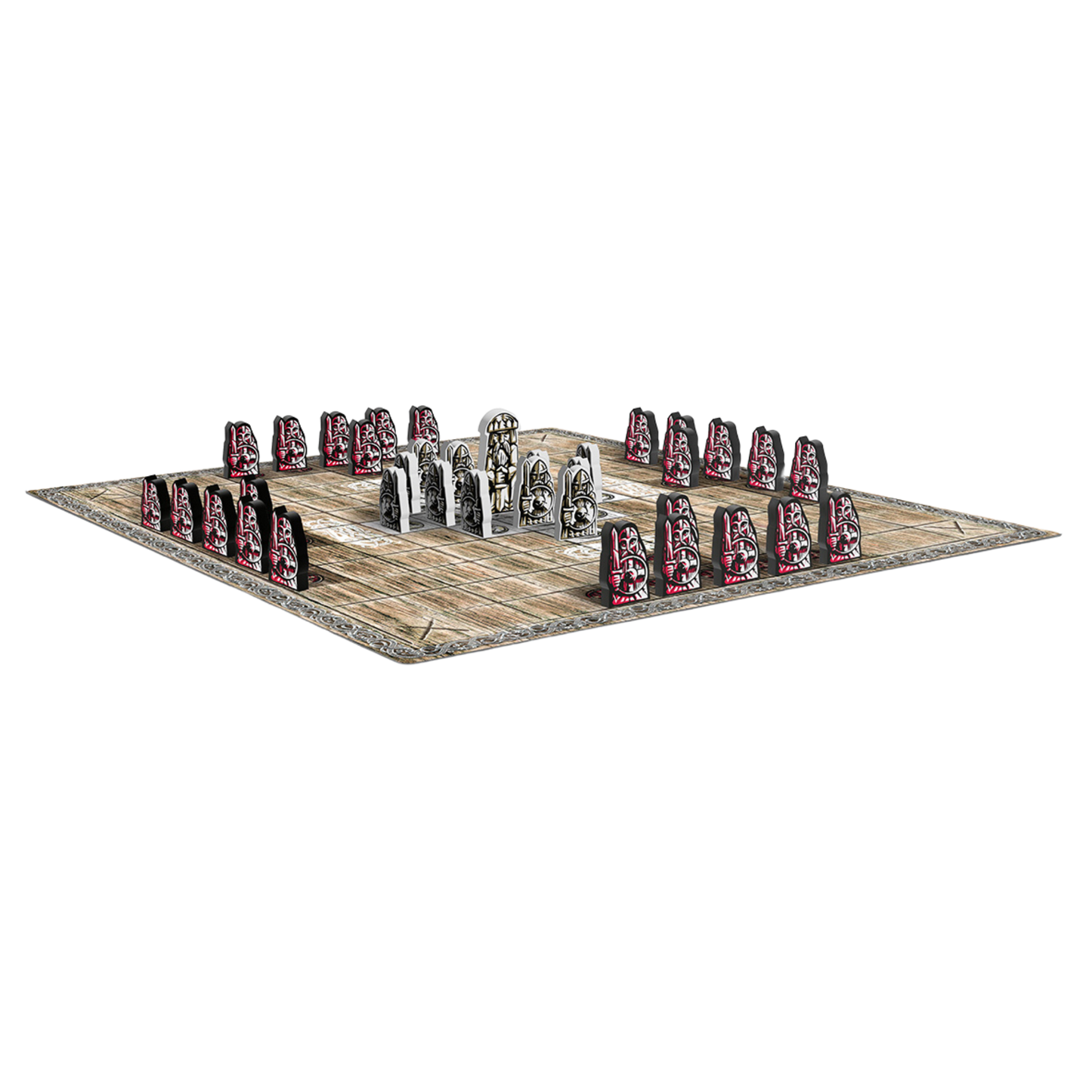 Vikings Tales Tafl King spillkomponenter med trebrett, detaljerte vikingbrikker og oppbevaringspose