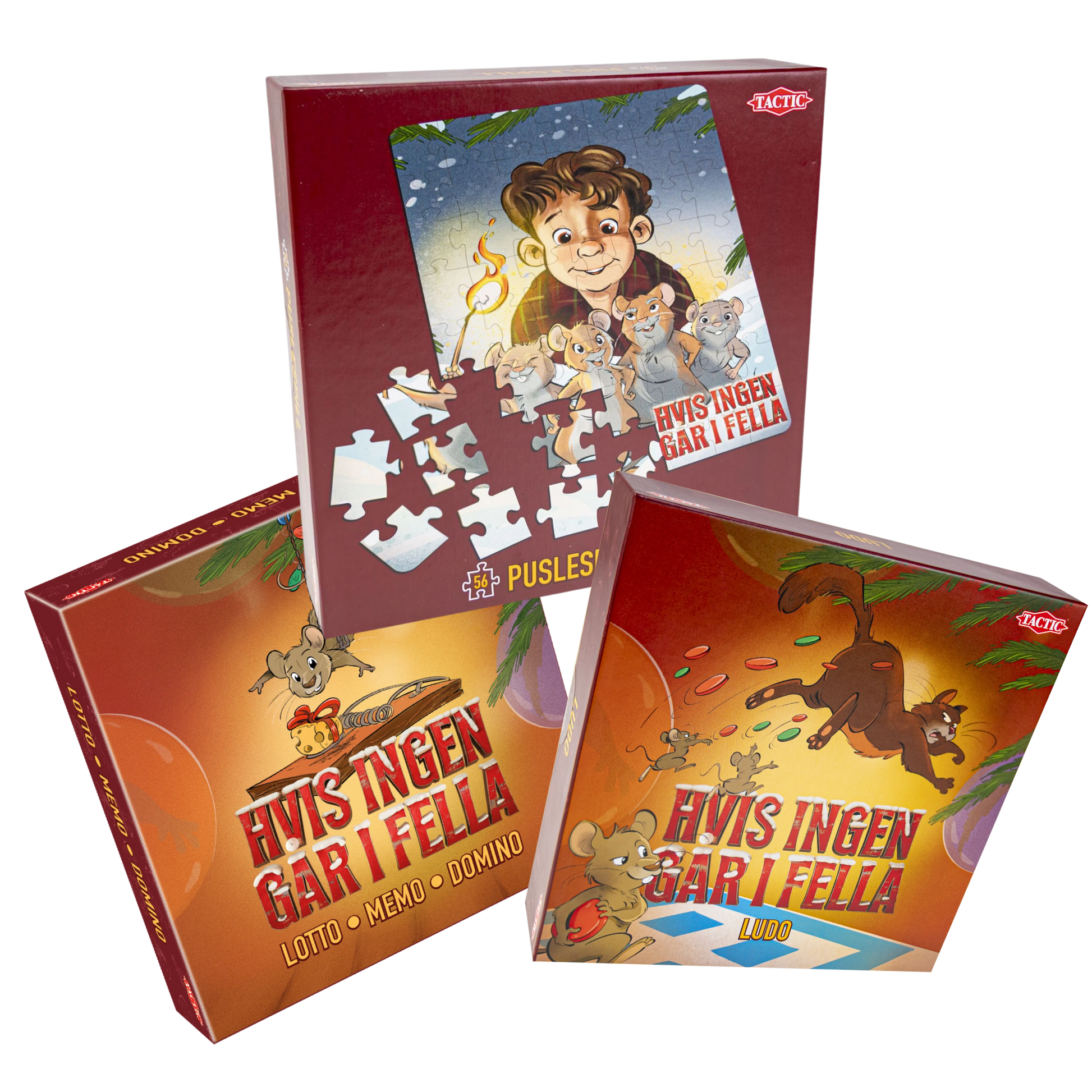 Hvis ingen går i fella komplett spillpakke med Ludo, 3-i-1 spill og puslespill fra norsk julefilm