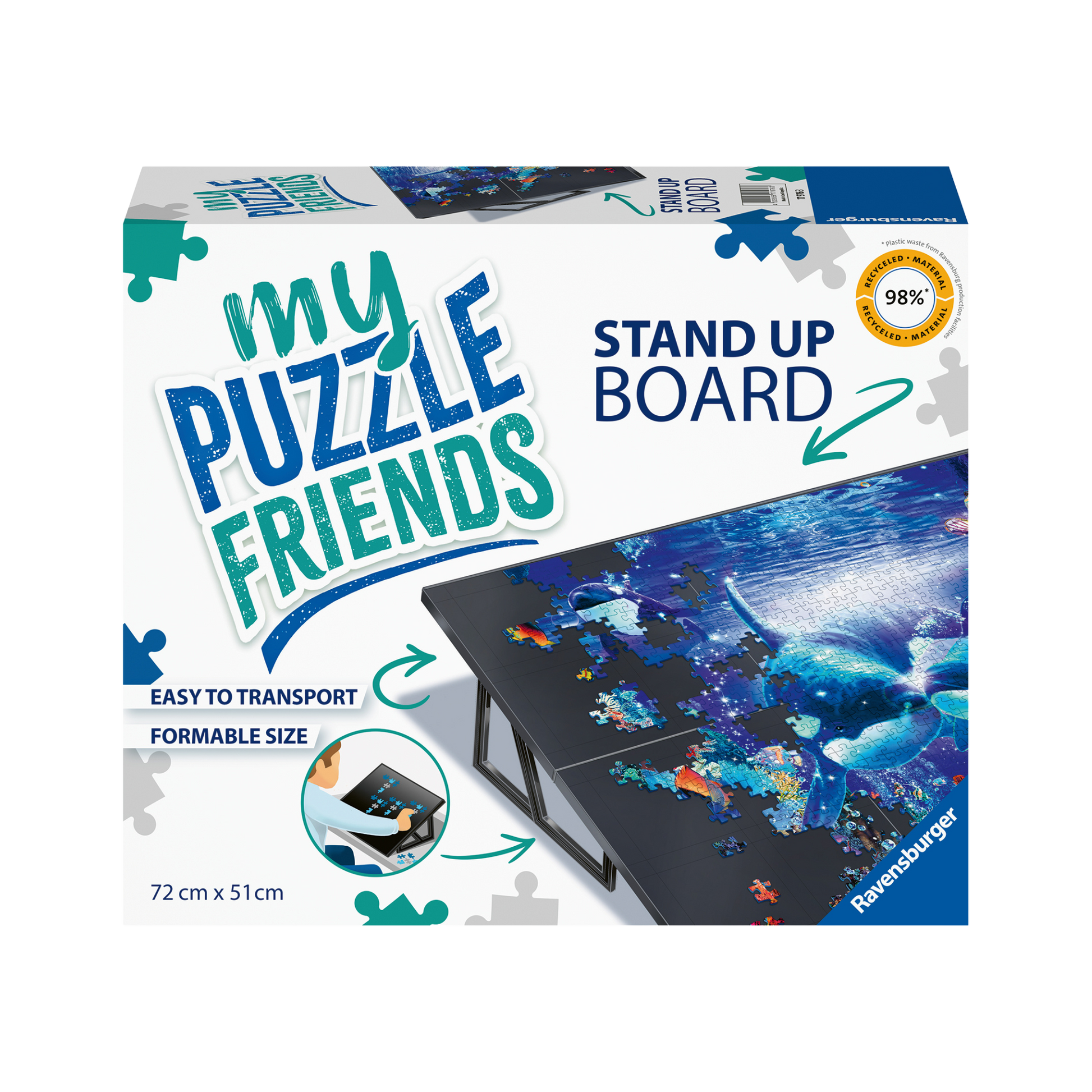 Sammenleggbart puslespill-brett produkteske