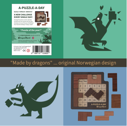 A-Puzzle-A-Day Deluxe komplett sett med magnetboks, puslespill og hintbok