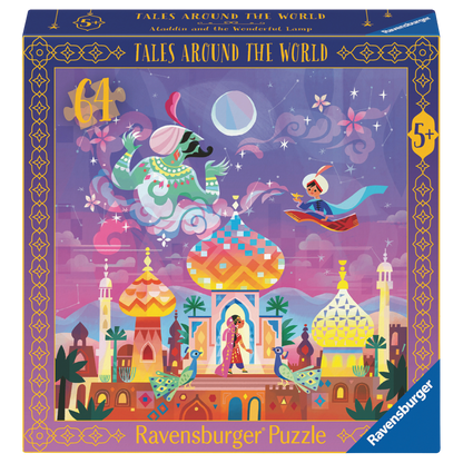 Aladdin og den vidunderlige lampen puslespill eske med 64 brikker og magisk eventyr fra Tusen og én natt