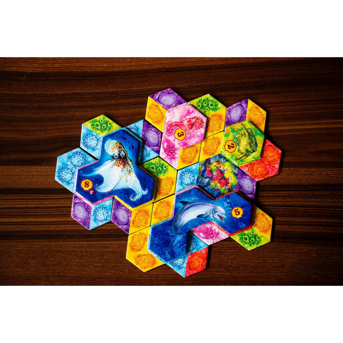 Aqua brettspill komponenter og brikker