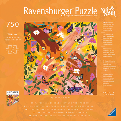 Art&Soul Blomsterfestival 750 brikker Ravensburger puslespill bakside eske