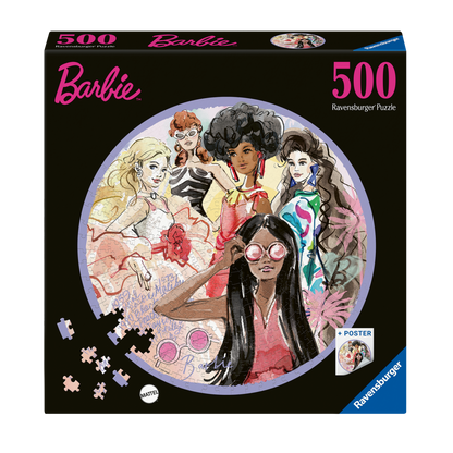 Barbie Sirkel 500 brikker Ravensburger puslespill eske med sirkelformet Barbie motiv