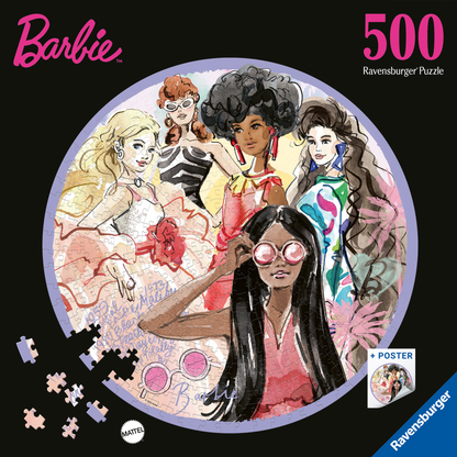 Barbie Sirkel 500 brikker Ravensburger puslespill eske med sirkelformet Barbie motiv
