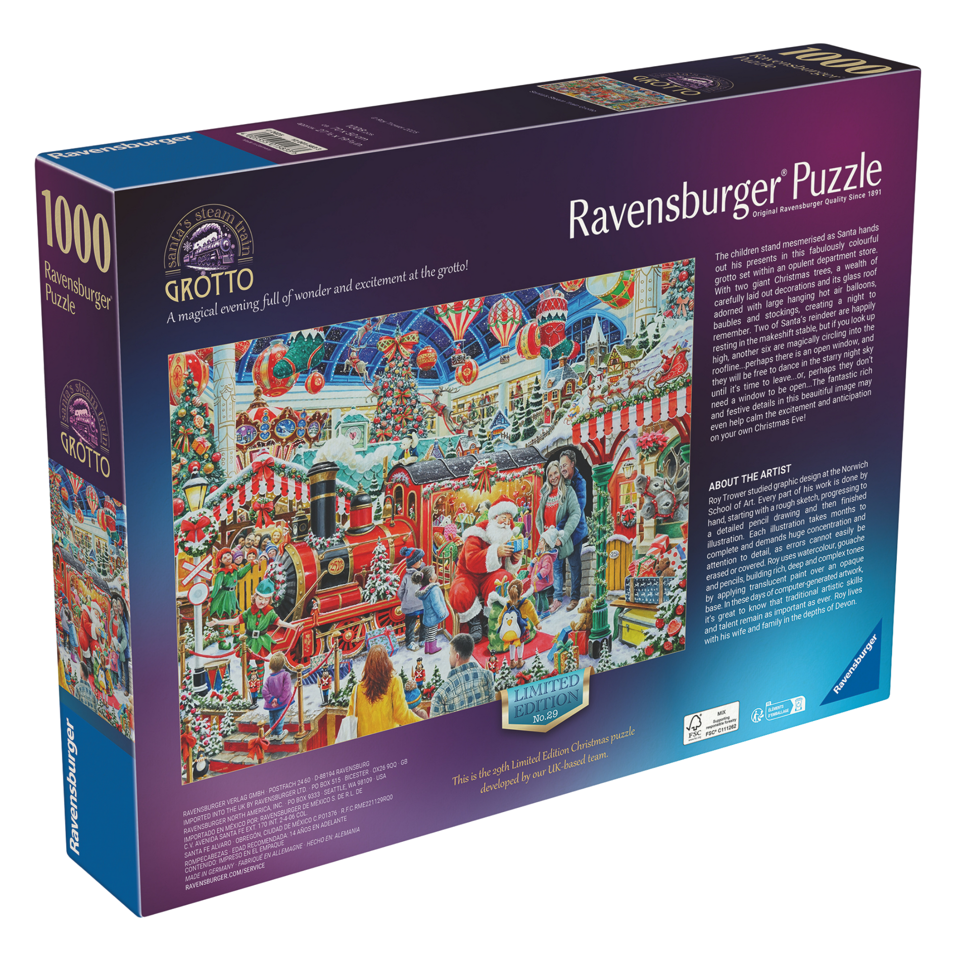 Jul No:29 puslespill bakside eske med magisk julescene fra Ravensburgers eksklusive julekolleksjon