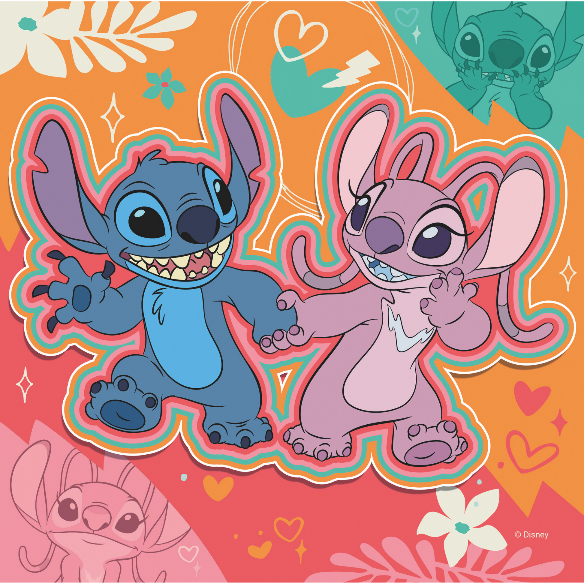 Stitch sammen med Angel i en søt rosa scene