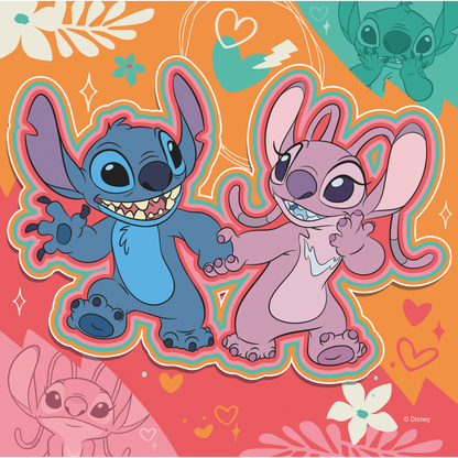 Stitch sammen med Angel i en søt rosa scene