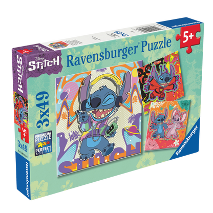 Disney Stitch 3x49 brikker Ravensburger puslespill eske med tre forskjellige Stitch motiver
