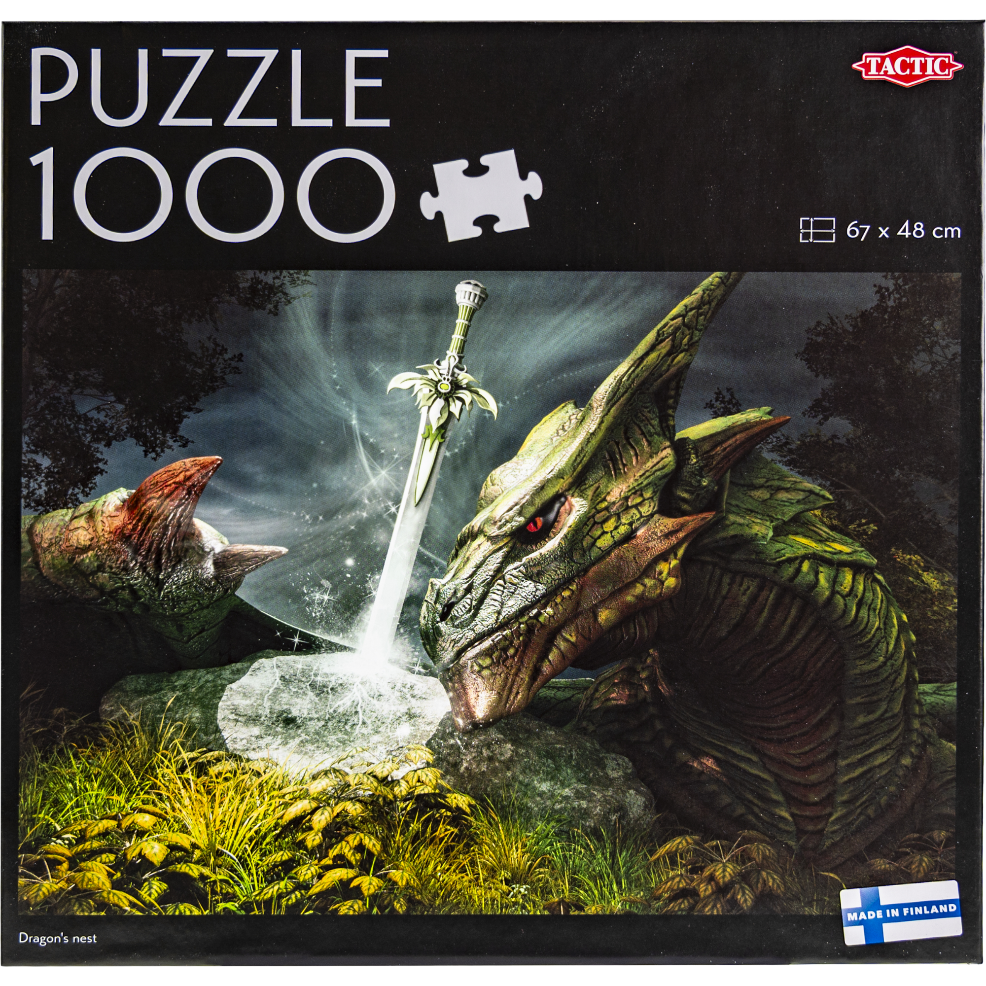 Tactic puslespill 1000 brikker - Rød drage vokter magisk sverd i stein puslespilleske