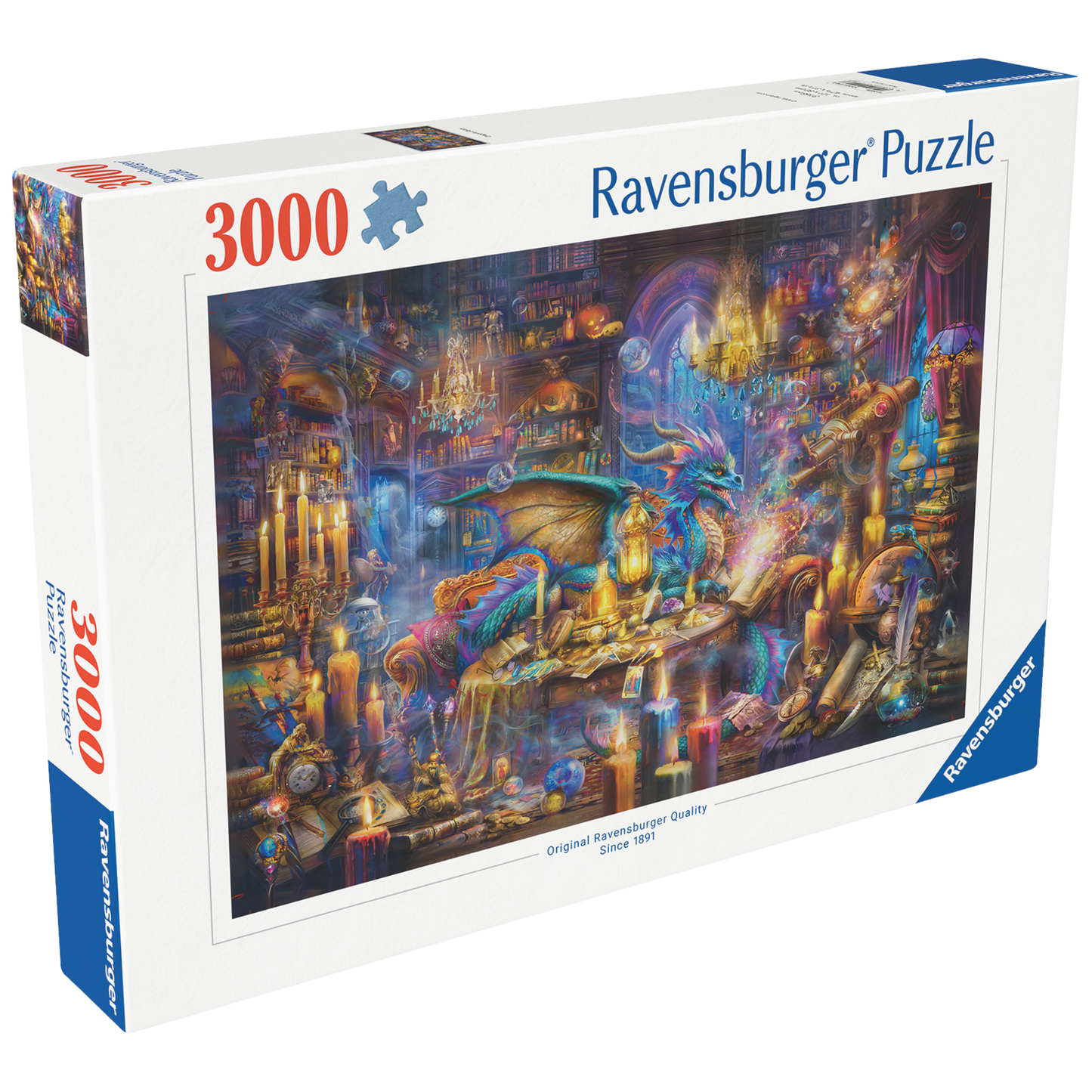 Fantasi biblioteket puslespill eske med magisk biblioteksmotiv og 3000 brikker fra Ravensburger