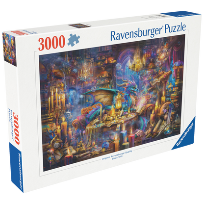 Fantasi biblioteket puslespill eske med magisk biblioteksmotiv og 3000 brikker fra Ravensburger