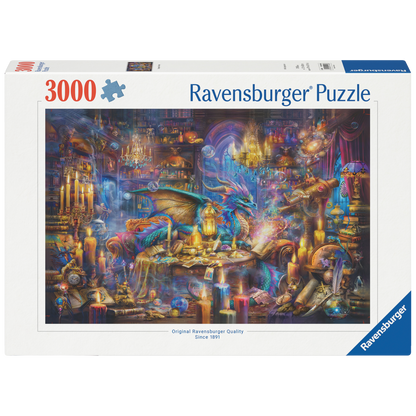 Fantasi biblioteket puslespill eske med magisk biblioteksmotiv og 3000 brikker fra Ravensburger