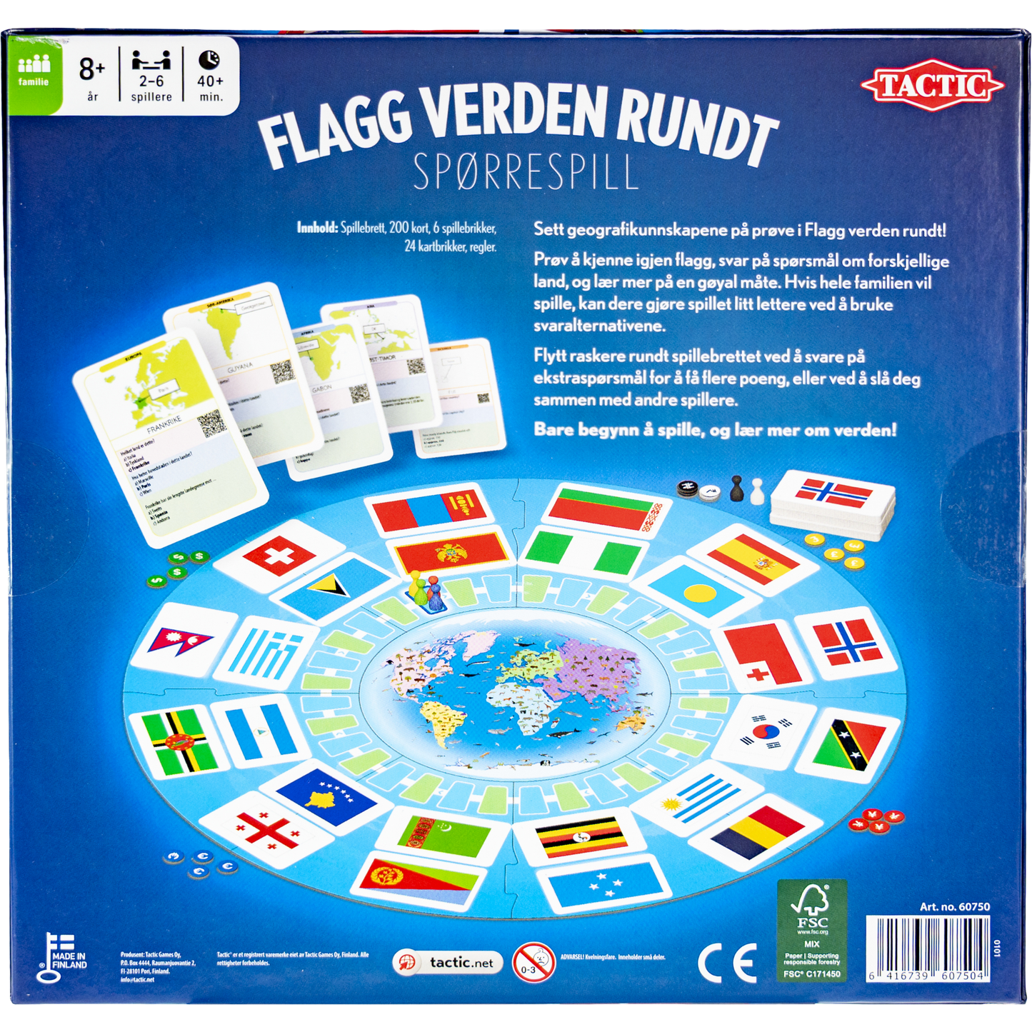 Flagg verden rundt geografispill brettspill eske med verdens flagg