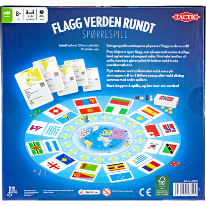Flagg verden rundt geografispill brettspill eske med verdens flagg