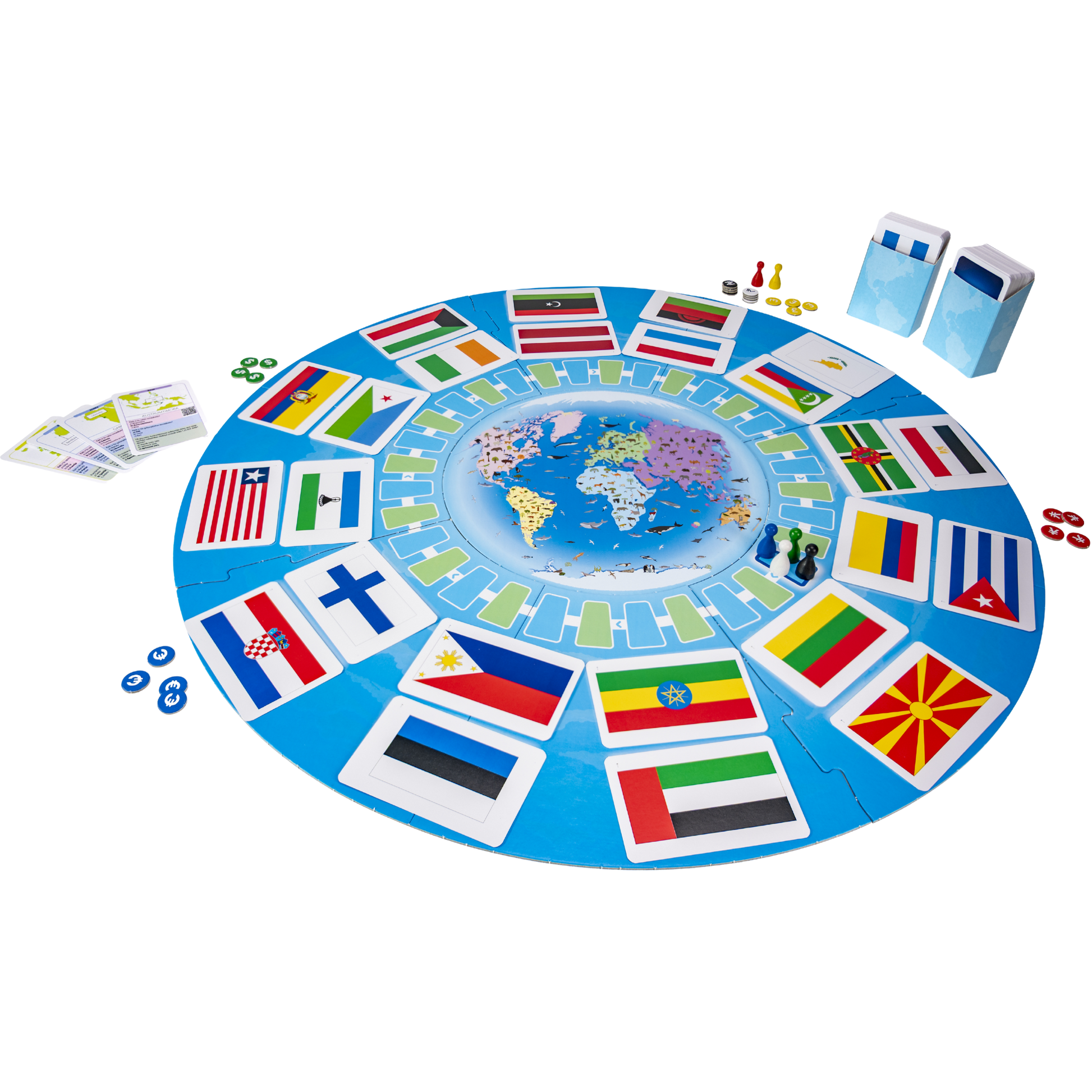 Flagg verden rundt geografispill brettspill spillbrett med verdens flagg