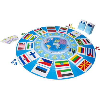 Flagg verden rundt geografispill brettspill spillbrett med verdens flagg
