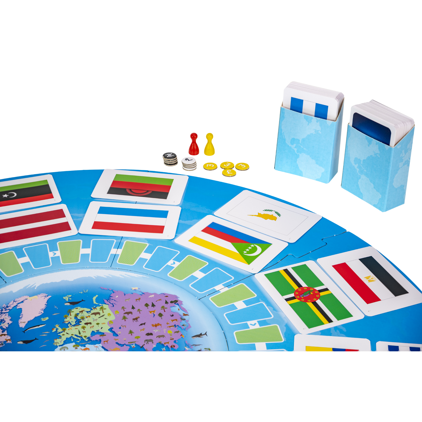Flagg verden rundt geografispill brettspill spillbrett med verdens flagg