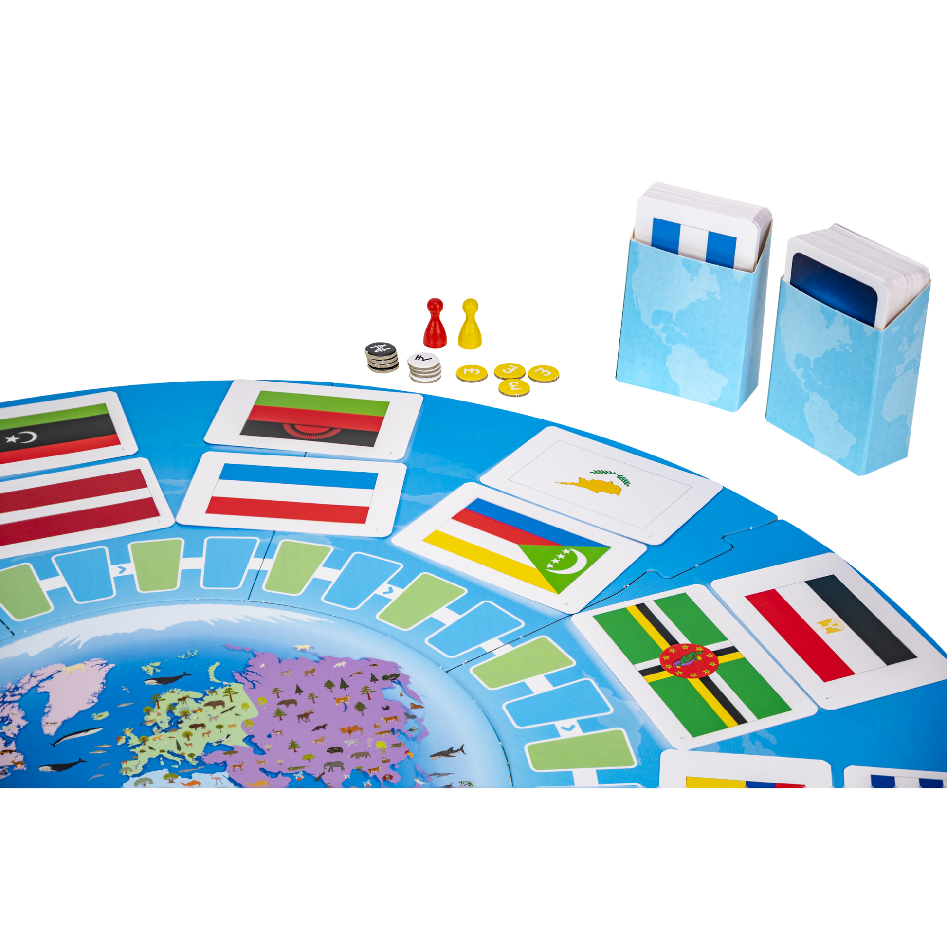 Flagg verden rundt geografispill brettspill spillbrett med verdens flagg