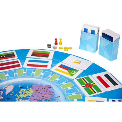 Flagg verden rundt geografispill brettspill spillbrett med verdens flagg