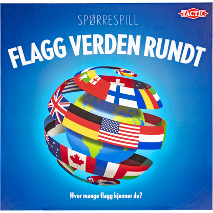 Flagg verden rundt geografispill eske med verdens flagg