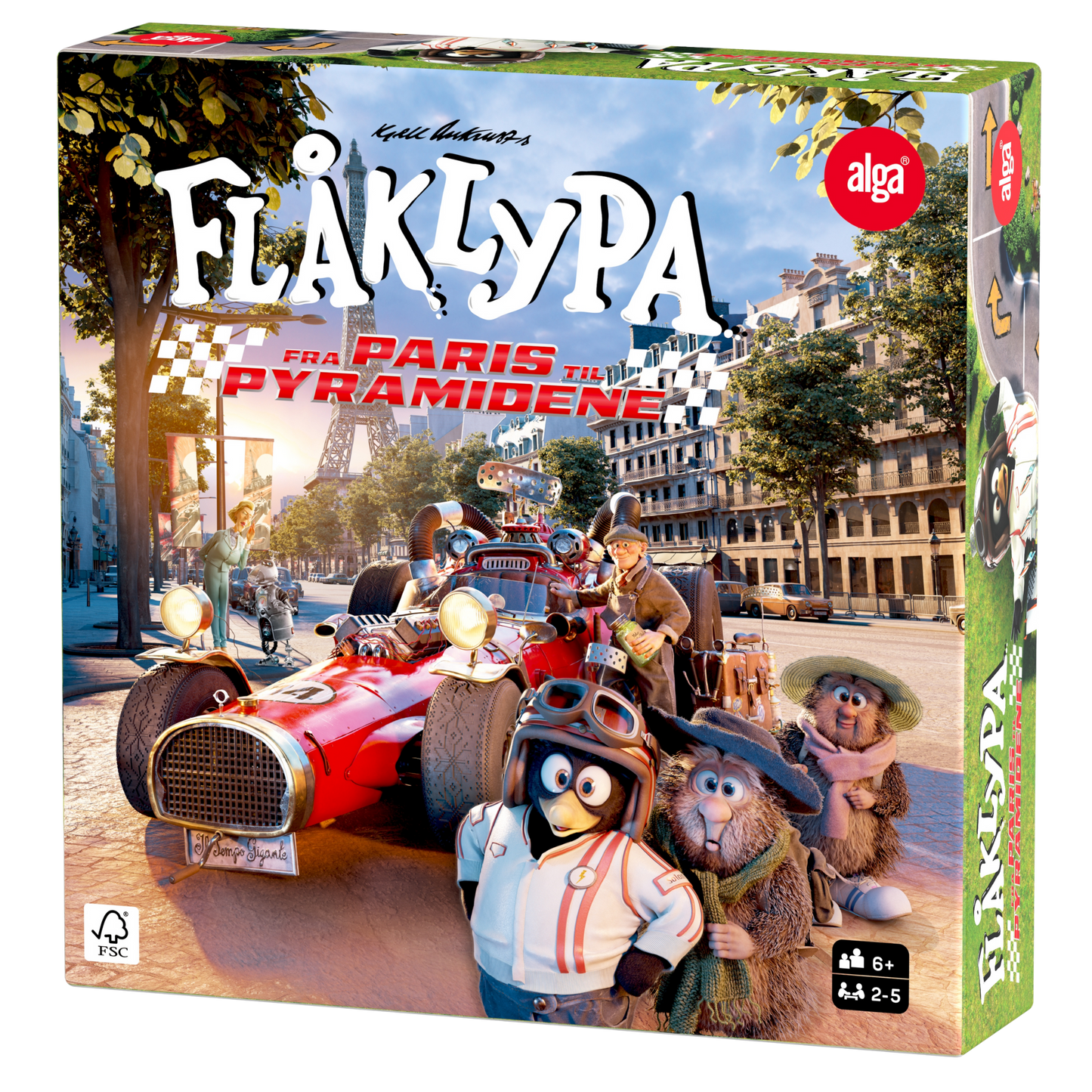 Flåklypa Grand Prix brettspill med kappløpsbane fra Paris til pyramidene