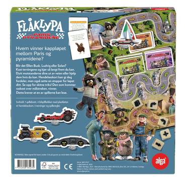 Flåklypa Grand Prix brettspill spillebrett med kappløpsbane fra Paris til pyramidene