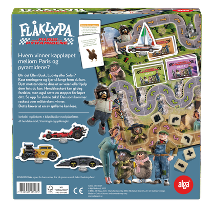 Flåklypa Grand Prix brettspill spillebrett med kappløpsbane fra Paris til pyramidene