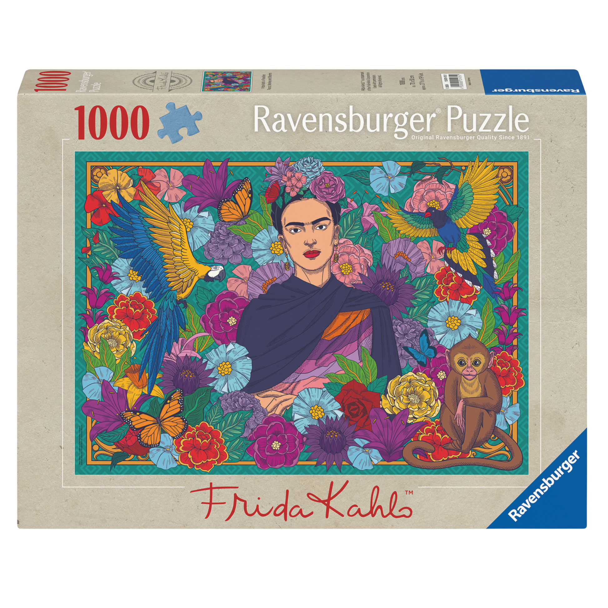 Frida Kahlo puslespill eske med ikonisk kunstverk og 1000 brikker fra Ravensburger