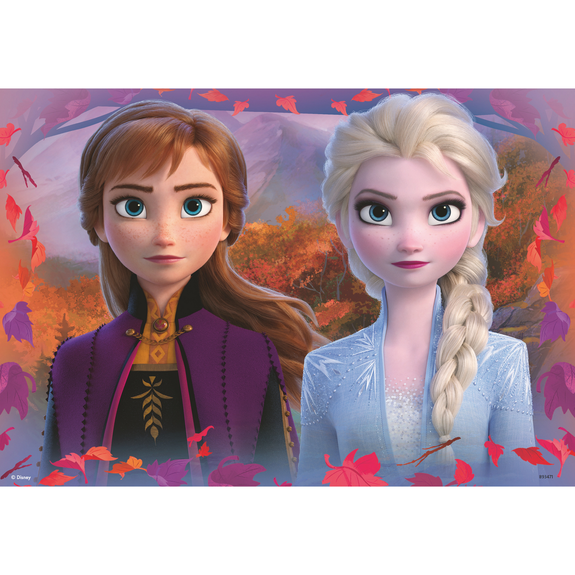 Anna og Elsa portrett i blå og lilla toner