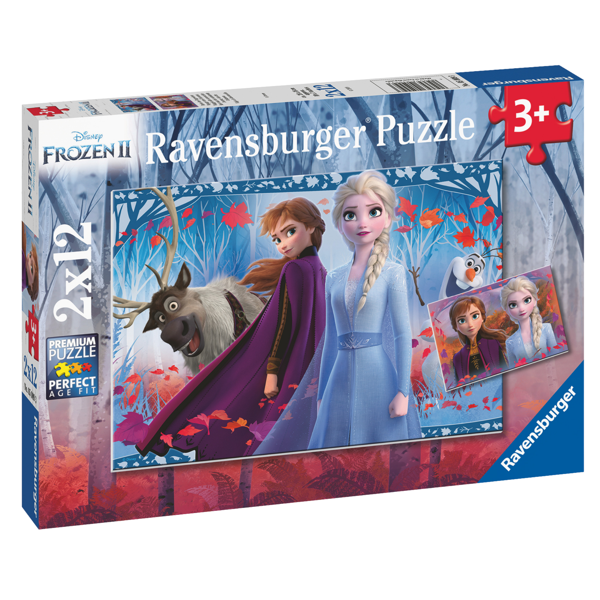 WD Frost 2 2x12 brikker Ravensburger puslespill eske med to forskjellige Frozen motiver