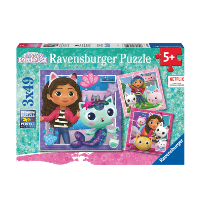 Gabbys Dukkehus 3x49 brikker Ravensburger puslespill eske med tre forskjellige Gabby motiver