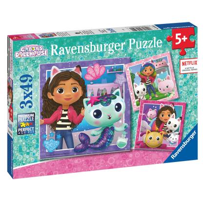 Gabbys Dukkehus 3x49 brikker Ravensburger puslespill eske med tre forskjellige Gabby motiver