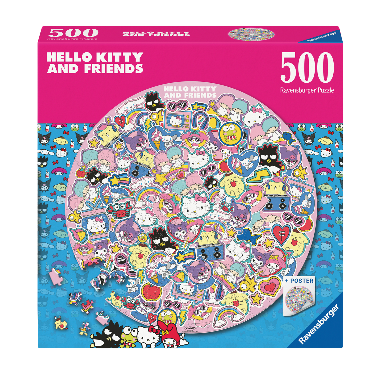 Hello Kitty Sirkel 500 brikker Ravensburger puslespill eske med sirkelformet Hello Kitty motiv