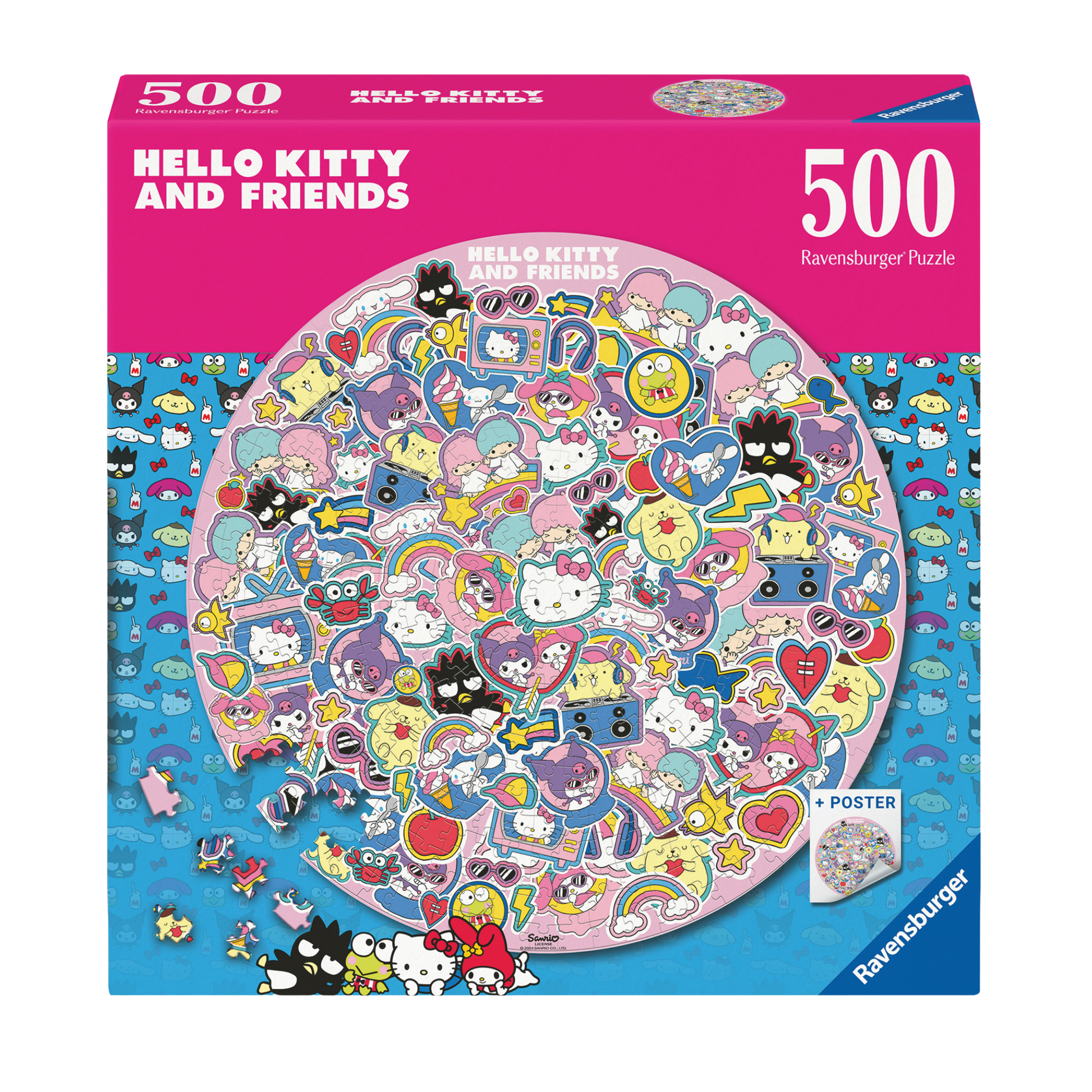 Hello Kitty Sirkel 500 brikker Ravensburger puslespill eske med sirkelformet Hello Kitty motiv