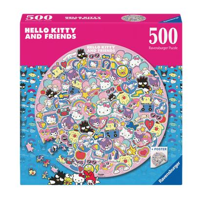 Hello Kitty Sirkel 500 brikker Ravensburger puslespill eske med sirkelformet Hello Kitty motiv