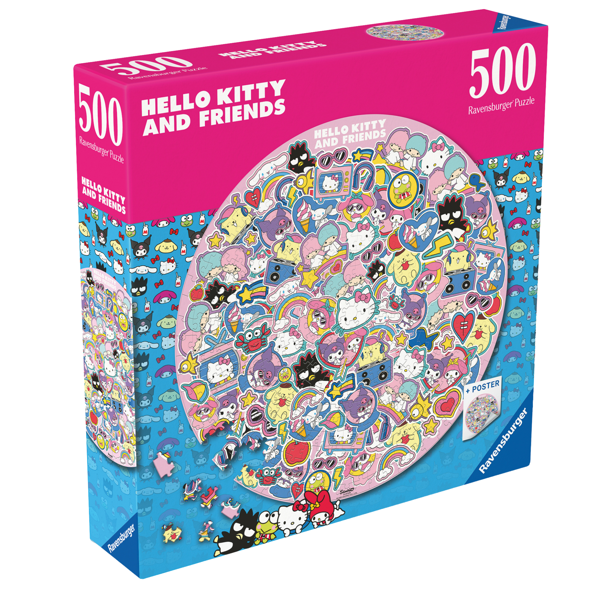 Hello Kitty Sirkel 500 brikker Ravensburger puslespill eske med sirkelformet Hello Kitty motiv