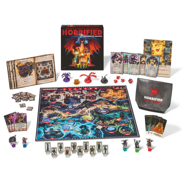 Horrified Dungeons & Dragons spillkort og komponenter med D&D-tema og samarbeidsmekanikk